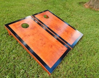 Regulation Black Border Gunstock Color Cornhole Boards With Bags