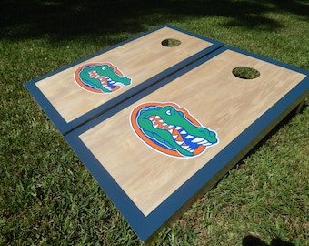 Officially Licensed Regulation Blue Border Hardcourt Florida Gators Cornhole Boards W/ Bags