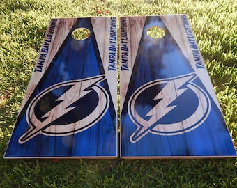 Regulation Tampa Bay Lighting Cornhole Board Set W/ Bags Save 50.00