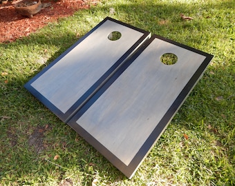 Black Border Vintage Grey Stained Cornhole Board Set W/ Bags Save 20.00