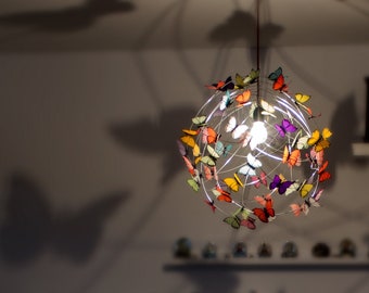 Large Customized One of a Kind Shadow Lamp Chandelier living room, House Butterfly Pendant light in custom colors for big interior spaces