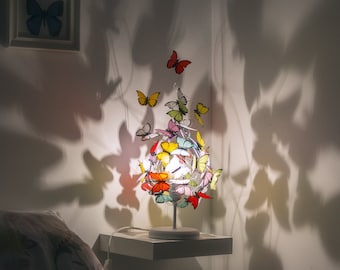 Schaduwlamp, unieke verlichting, regenbooglamp, natuurdecoratie, vlinderlamp