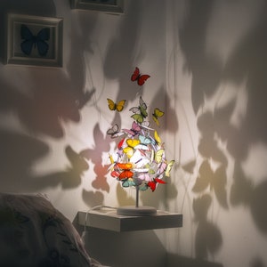 Shadow lamp, unique lighting, rainbow lamp, nature decoration, butterfly lamp