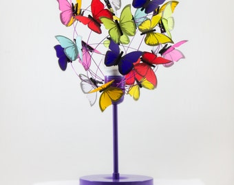 Customized bedside lamp with rainbow colors butterflies, Nature Bedside lamp butterfly themed room decor, Personalized lamp colorful design