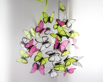 Schmetterling Wandleuchte Mädchen in grün, Pink und weiß - Geschenk für Baby, Geschenk für kleine Mädchen