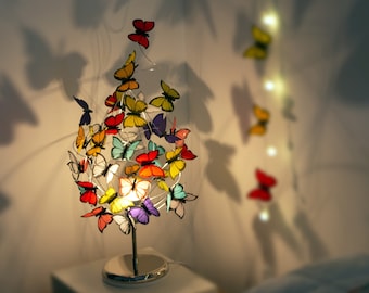 butterfly lamp original design, one of a kind lamp for girls, butterfly lover unique lamp, Butterfly Bedroom Lamp, shadow lamp for nursery