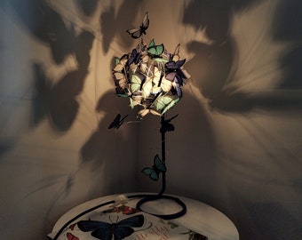 Blue Butterfly Table Lamp, Unique Statement Piece for Home Decor, Unique Table Lamp with Whimsical Design, Create Shadow & Magical Ambiance