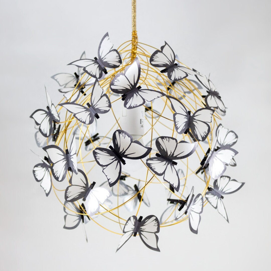 White Butterfly Light Fixture, Whimsical Butterfly Chandelier Lighting