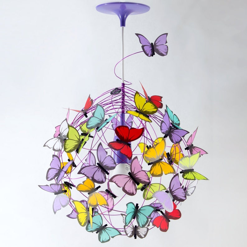 Rainbow lamp, children lighting, ceiling boho light,lamp for kids,shadow lamp,bedroom girl chandellier,butterfly lamp Purple