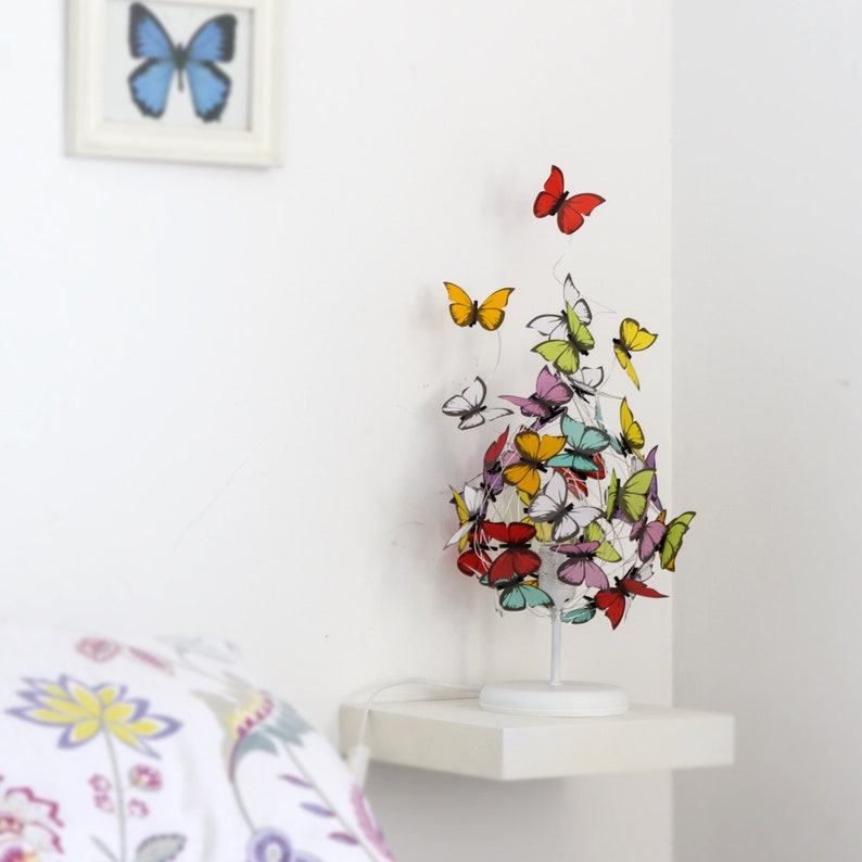 Shadow lamp, unique lighting, rainbow lamp, nature decoration, butterfly lamp White