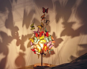 lampe papillon, lampe colorée, lampe décorative, lampe cottagecore, lampe de style féerique, lampe ombre papillon cadeau pour petite fille, cadeau pour enfants