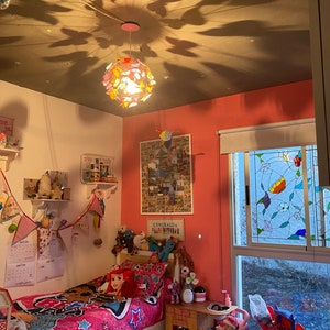 Rainbow lamp, children lighting, ceiling boho light,lamp for kids,shadow lamp,bedroom girl chandellier,butterfly lamp Pink