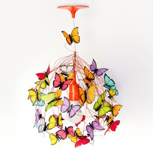 Rainbow Butterfly Chandelier: Nursery Ceiling Light, Fairy Pendant