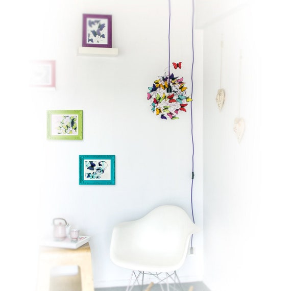 blue butterflies Plug in pendant light children lighting shadow lamp butterfly lamp