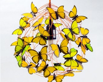 Orange Butterflies light Chandelier, Autumn Colors Chandelier, whimsical orange butterfly, fall theme light fixture, Fall decoration light