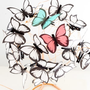 Kupfer künstlerische Tischlampe mit Schmetterlingen in weiß, Gold Rose Funky Tischlampe für Naturliebhaber, Einweihungsgeschenk für Naturliebhaber Bild 7