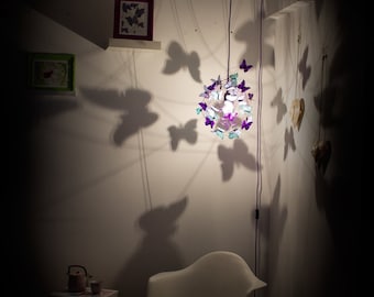 Plug in pendant light, children lighting, butterfly lamp, shadow lamp, blue butterflies