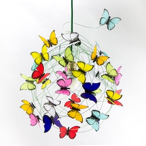 Butterfly Chandelier: Whimsical Rainbow Lamp, Nursery Lighting