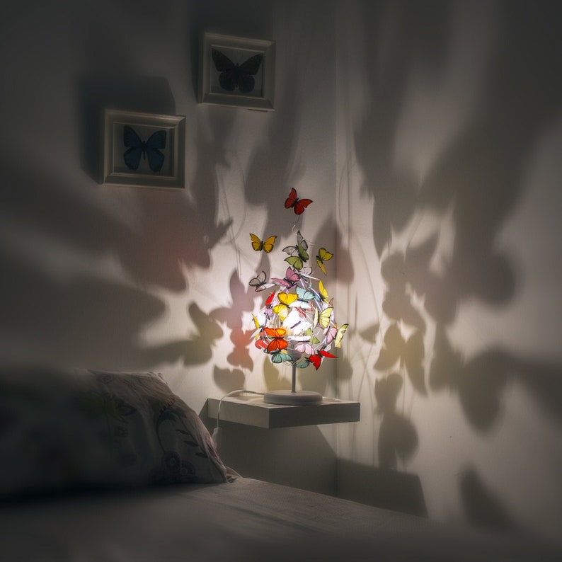 Shadow lamp, unique lighting, rainbow lamp, nature decoration, butterfly lamp image 1