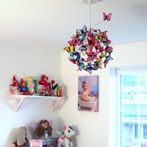 Rainbow lamp, children lighting, ceiling boho light,lamp for kids,shadow lamp,bedroom girl chandellier,butterfly lamp image 6