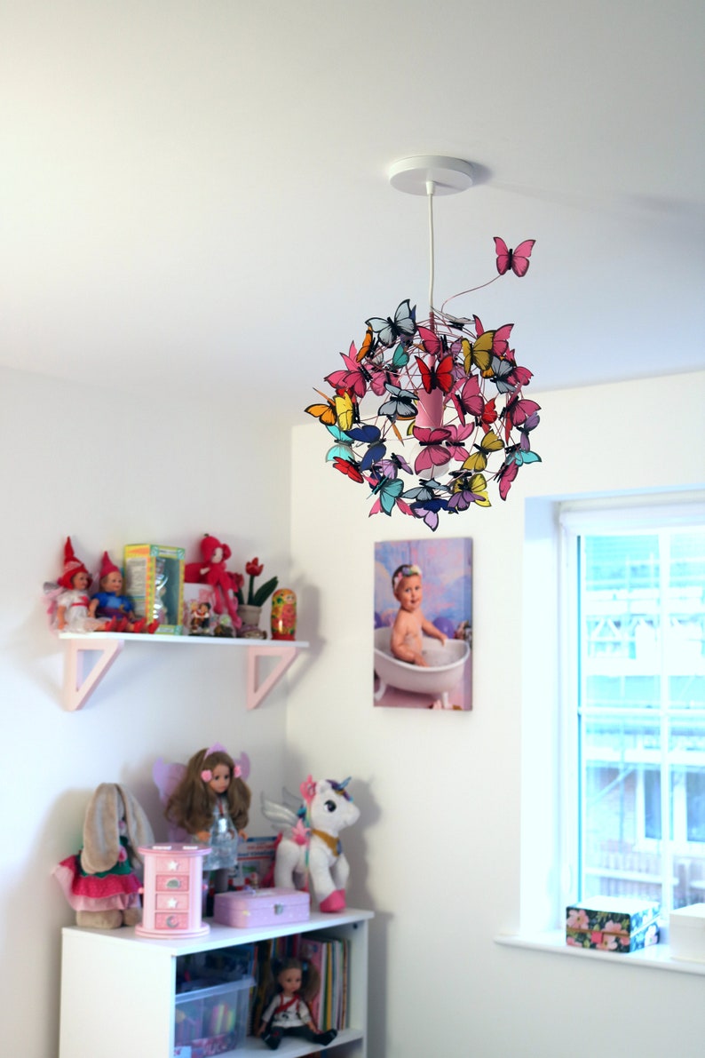 Rainbow lamp, children lighting, ceiling boho light,lamp for kids,shadow lamp,bedroom girl chandellier,butterfly lamp image 6