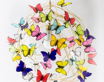 Rainbow Butterfly Chandelier: Whimsical Nursery Ceiling Light