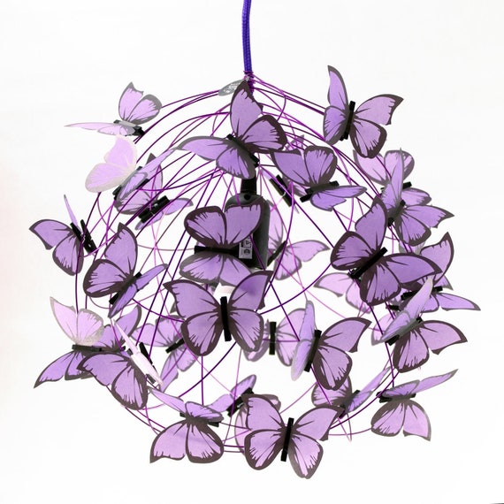 Ceiling Lamp Ceiling Nursery Lamp Lamp Purple Butterflies Etsy