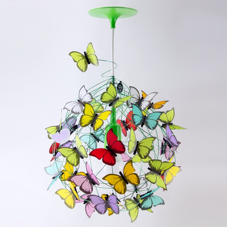 Rainbow lamp, children lighting, ceiling boho light,lamp for kids,shadow lamp,bedroom girl chandellier,butterfly lamp Green