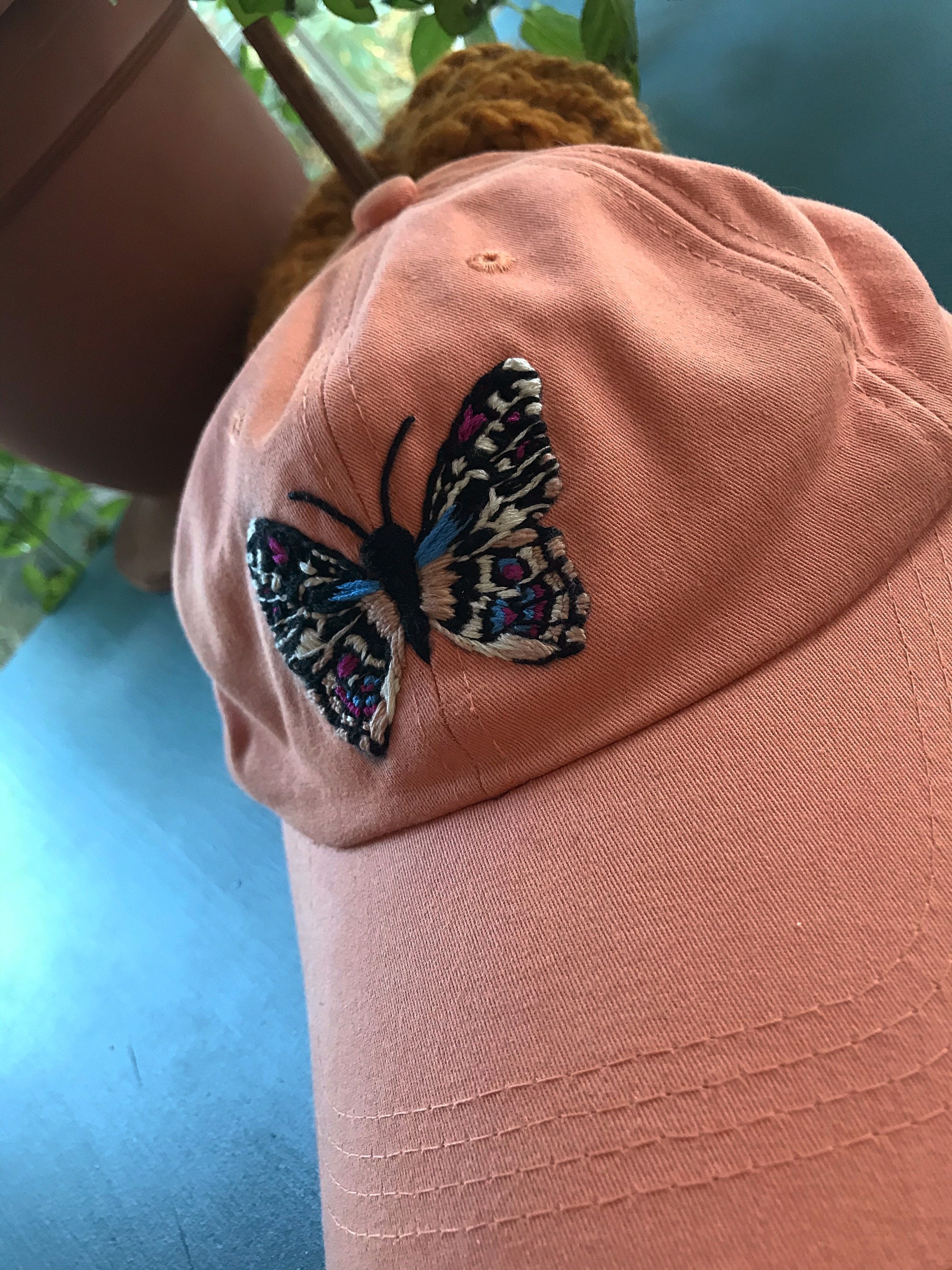 Embroidered Butterfly Cap | Etsy