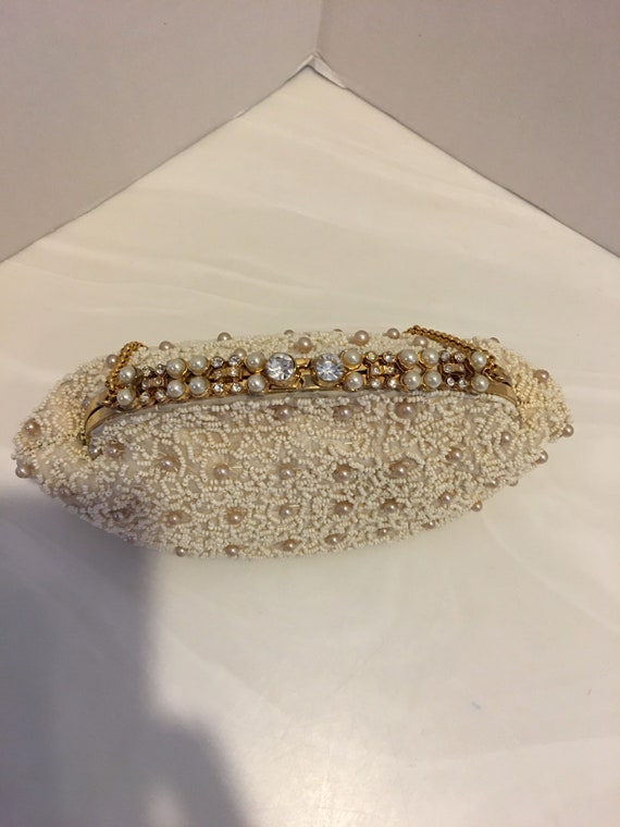 Vintage Jolles Ivory Beaded Pearl Evening Bag - image 8