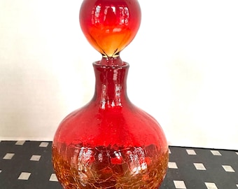 Vintage Blenko Glass Amberina Decanter by Joel Meyers