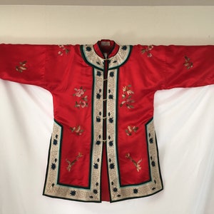 Vintage Chinese Embroidered Red Silk Jacket