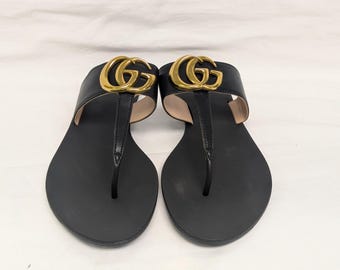 Gucci- Women's Double GG Marmont Black Sandals- New (NWOT)