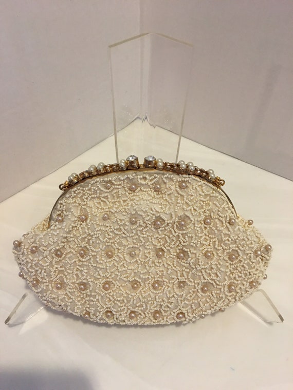 Vintage Jolles Ivory Beaded Pearl Evening Bag - image 1