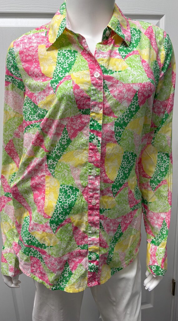 Lilly Pulitzer Patchwork Print Button Down Shirt … - image 8