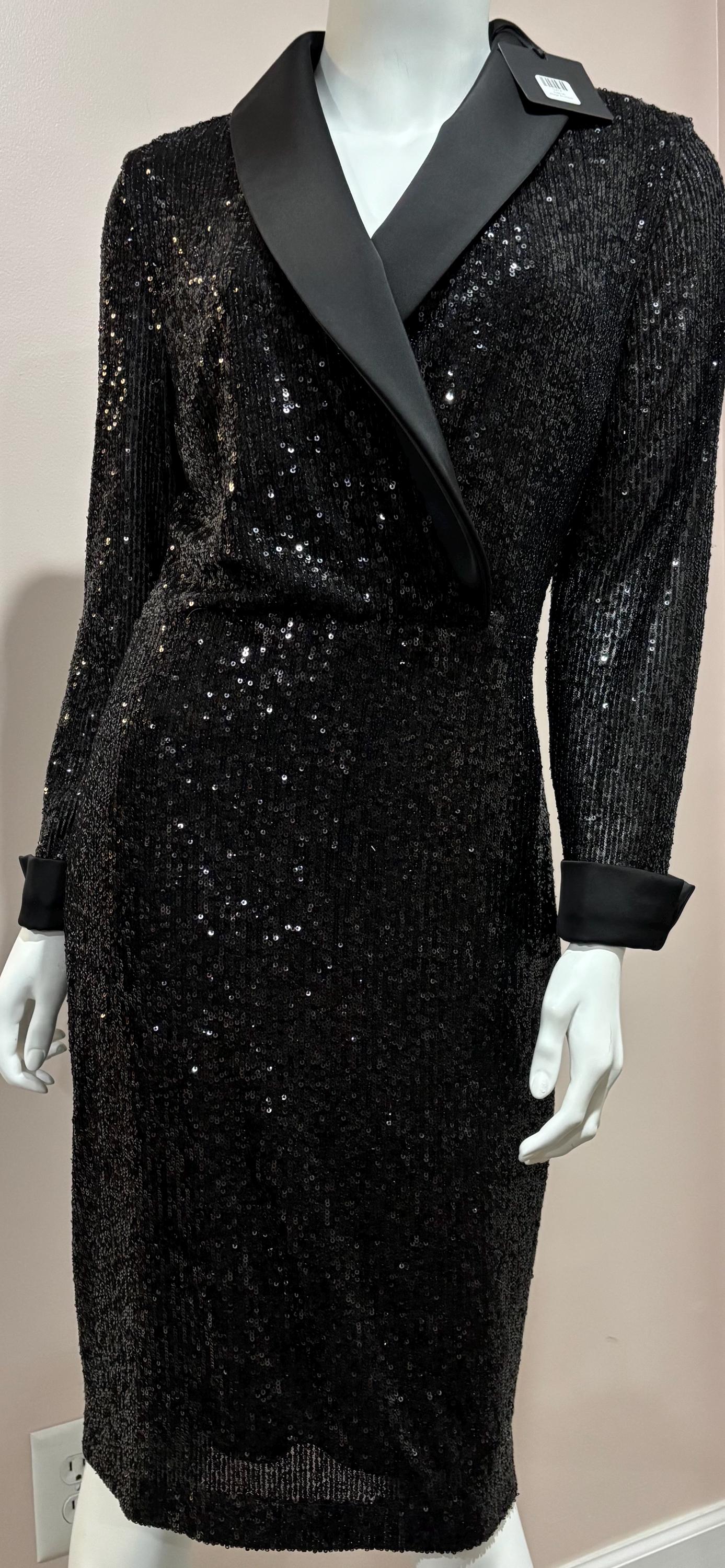 joseph ribkoff black sequin dress Joseph Ribkoff Black Sequined Lace Halter Evening Dress 243715