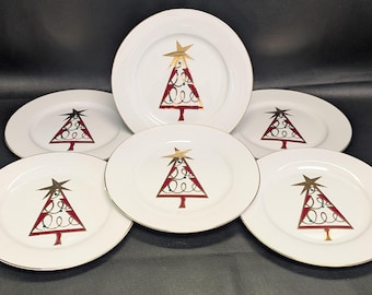 Pier 1- Christmas Tree- Red Tree Salad/ Dessert Plates