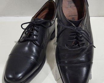 Vintage Size 7 Johnston & Murphy Black Leather Oxfords Vintage JOHNSTON & MURPHY Heritage Captoe Oxford Shoes 9.5 D  main image 4