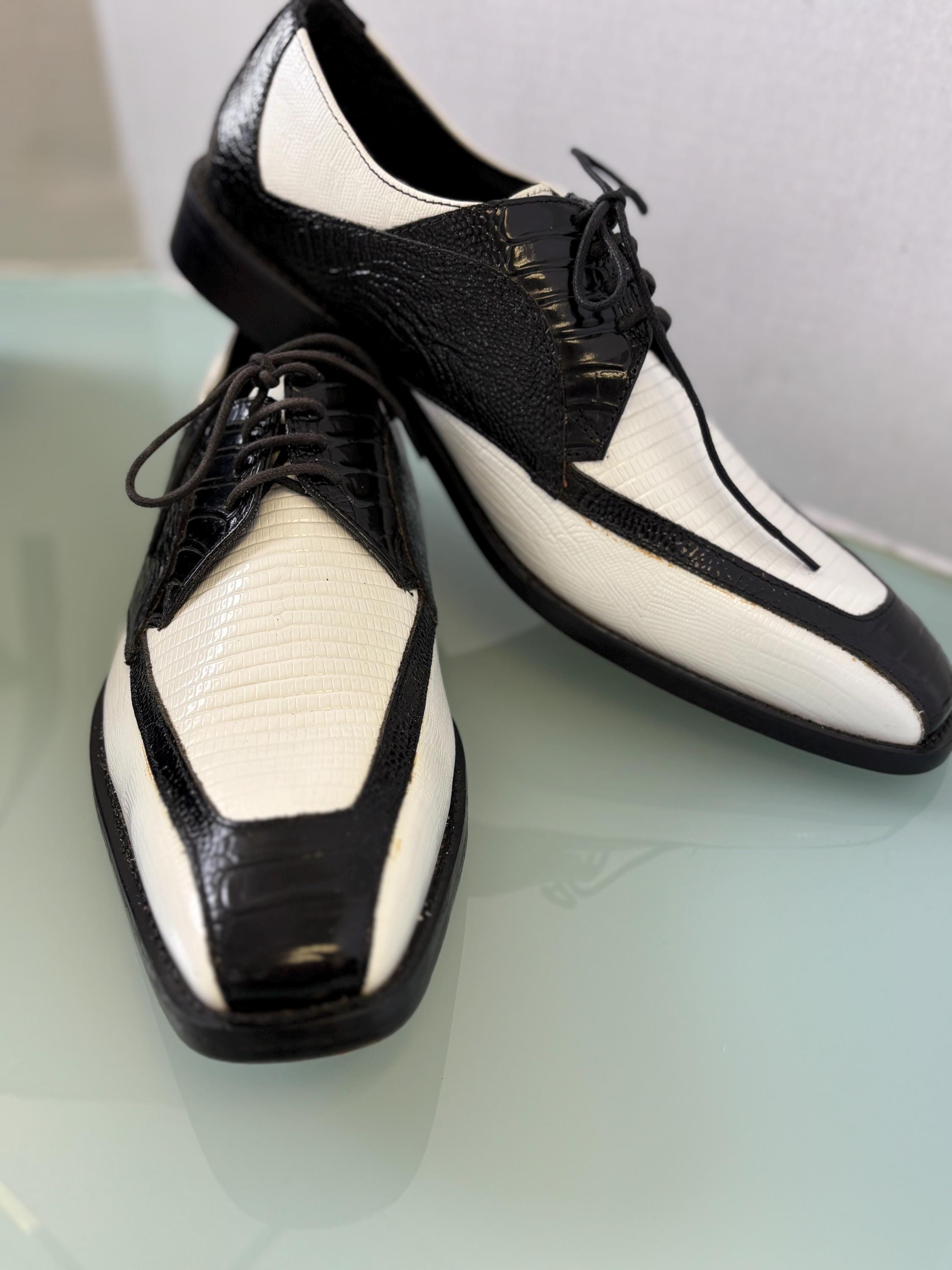 Stacy Adams Two-Tone Gray Croc & Ostrich Embossed Dress Oxfords. 10 1/2. Stacy Adams Mens Gray Leather Cap Toe Shoes, 10.5D. - Etsy main image 2