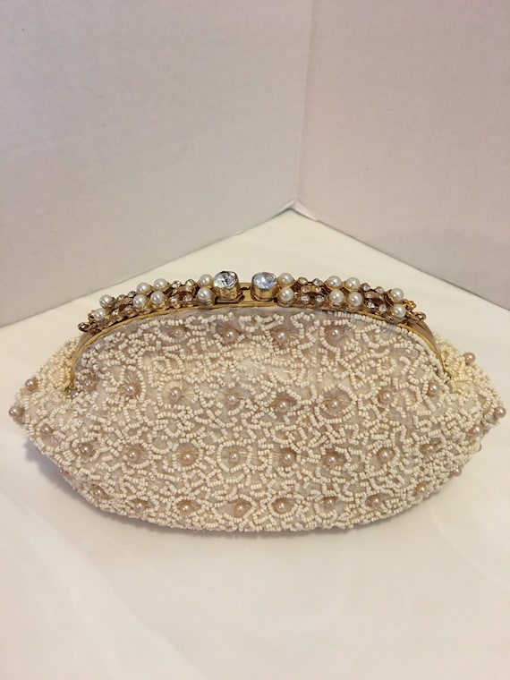 Vintage Jolles Ivory Beaded Pearl Evening Bag - image 3