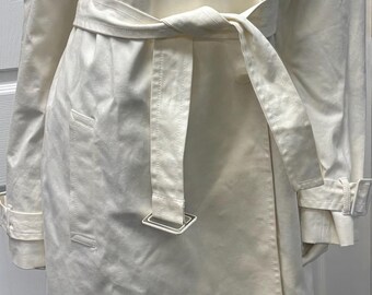 Oilily Ivory Trench Coat with Butterfly Print Lining & Belted Waist – Size 38