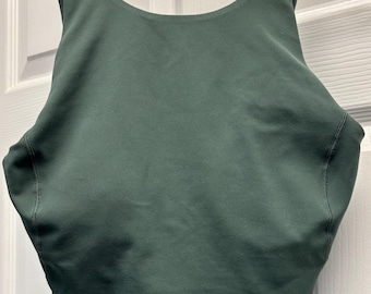 Lululemon Dark Green Tank – Cropped Fit, Stretchy, Size Small (Approx)