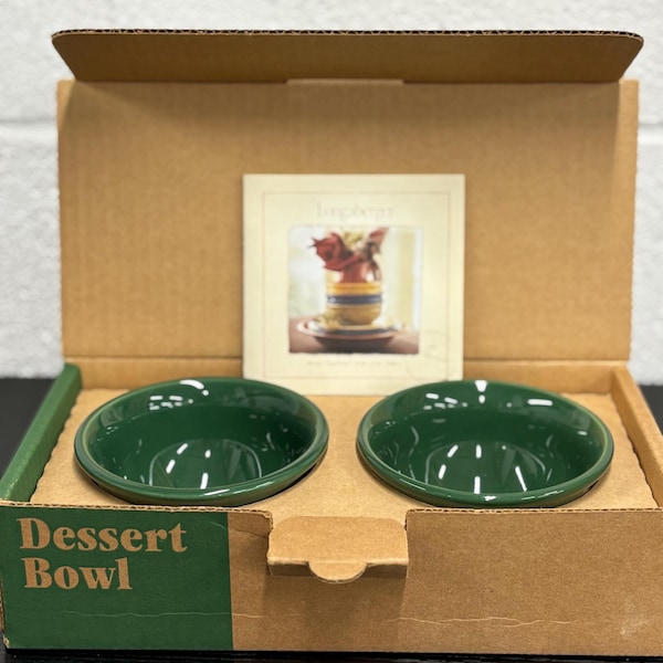 Set of Two Longaberger Woven Traditions Dessert Bowls in Ivy Green, New in their box. NIB!
