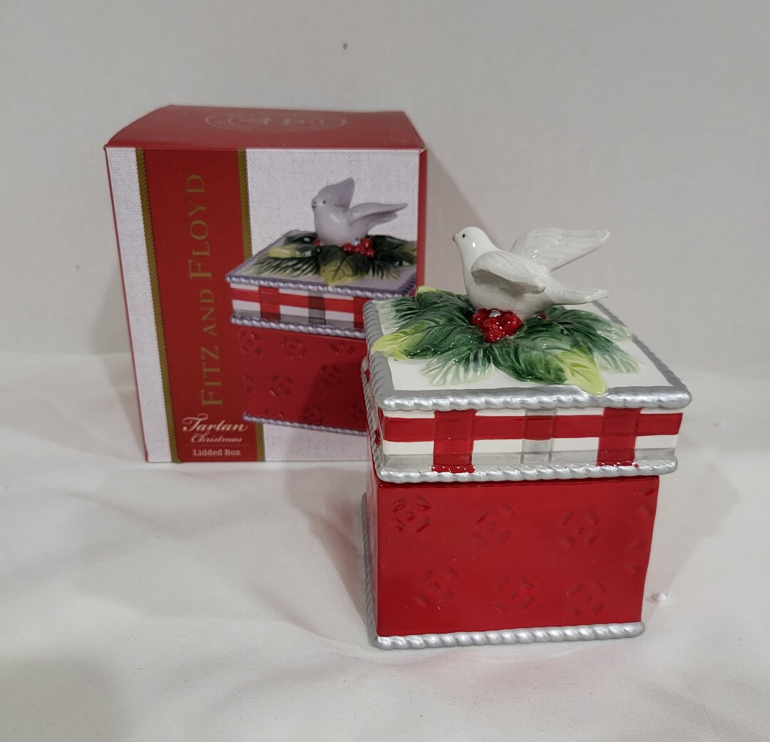 Fitz and Floyd Tartan Christmas Lidded Box, New in Box Etsy