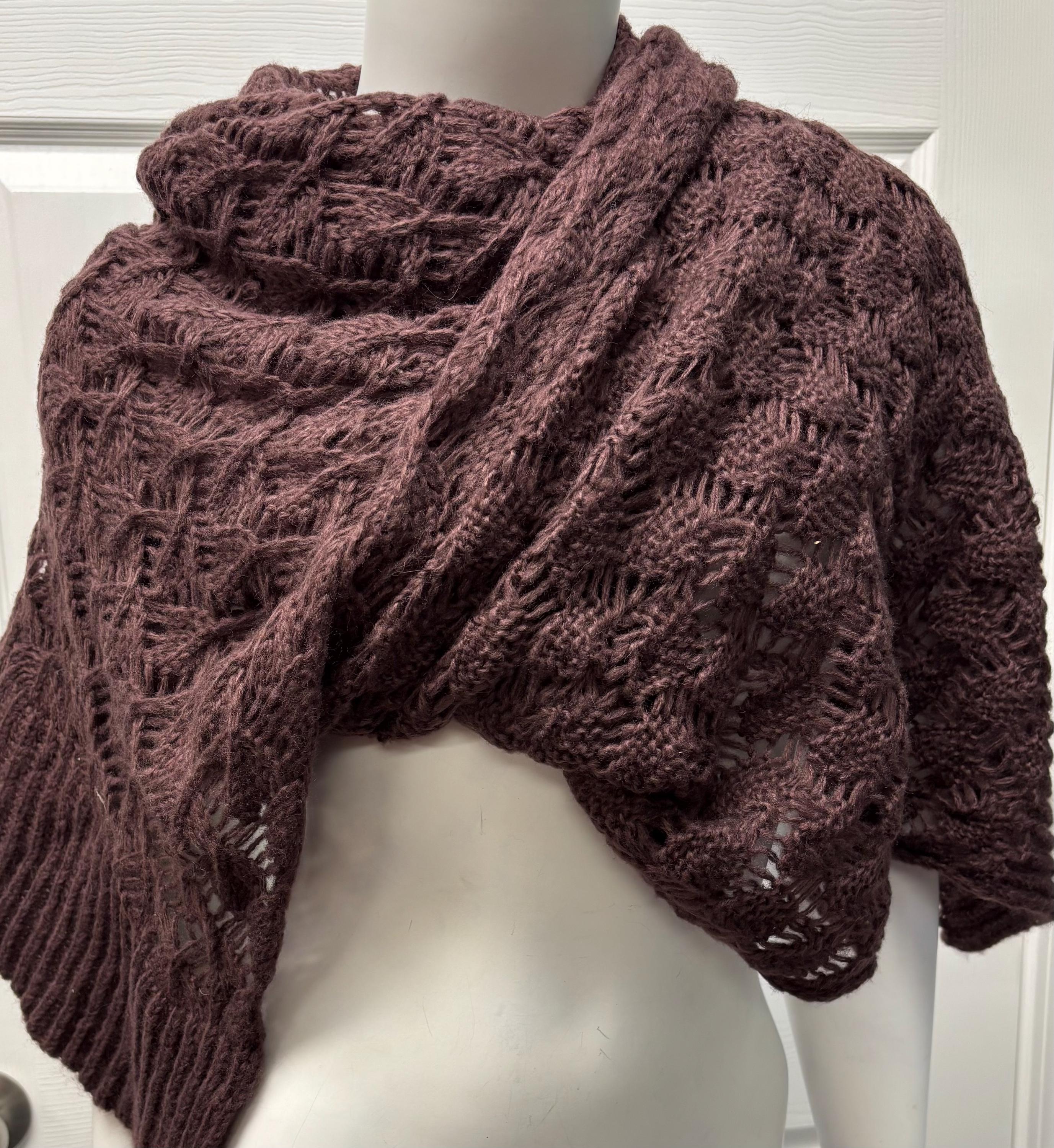 NWT Modena Burgundy Open Knit Acrylic Scarf Wrap Shawl 78" x 19" Nordstrom.