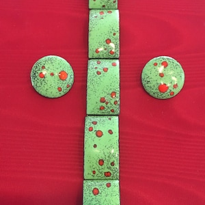 Mid Century Modern German Enameled Bracelet and Earrings