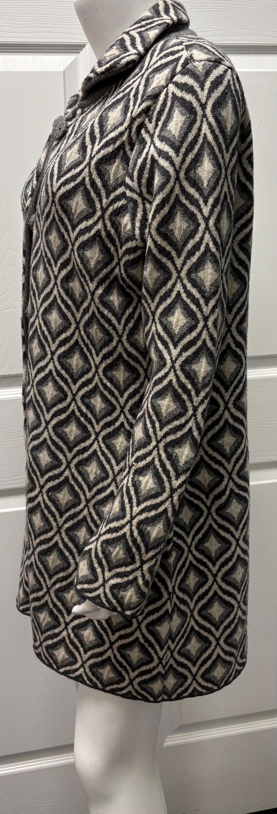 Sigrid Olsen Geometric Wool Blend Jacket Gray Whi… - image 3