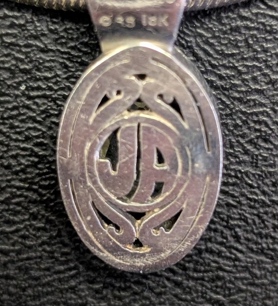 John Atencio- Pendant Drop Necklace- Silver 18k Gold Necklace- Oval Pendant- JA Signed View 5