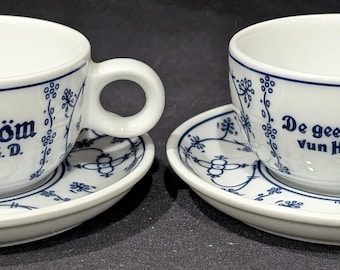 Set Of 2 Schönwald Germany Blue & White Cups And Saucers Set