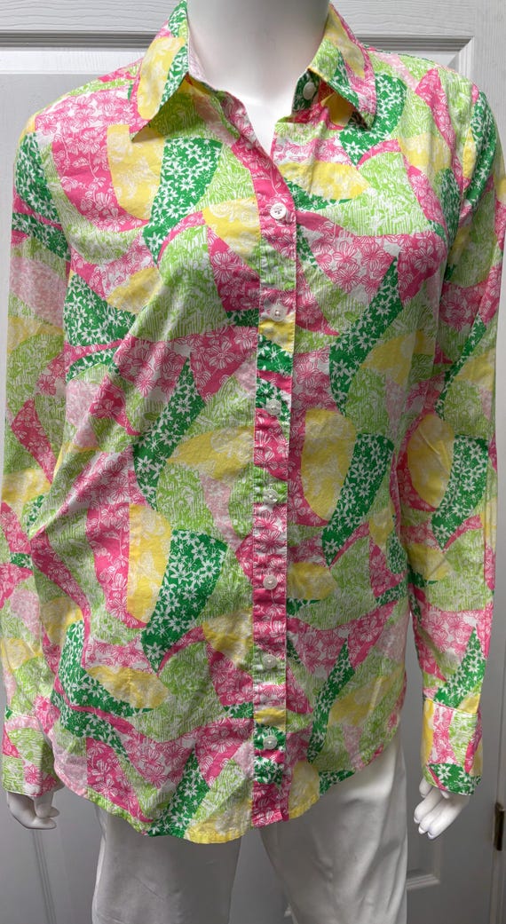 Lilly Pulitzer Patchwork Print Button Down Shirt … - image 11